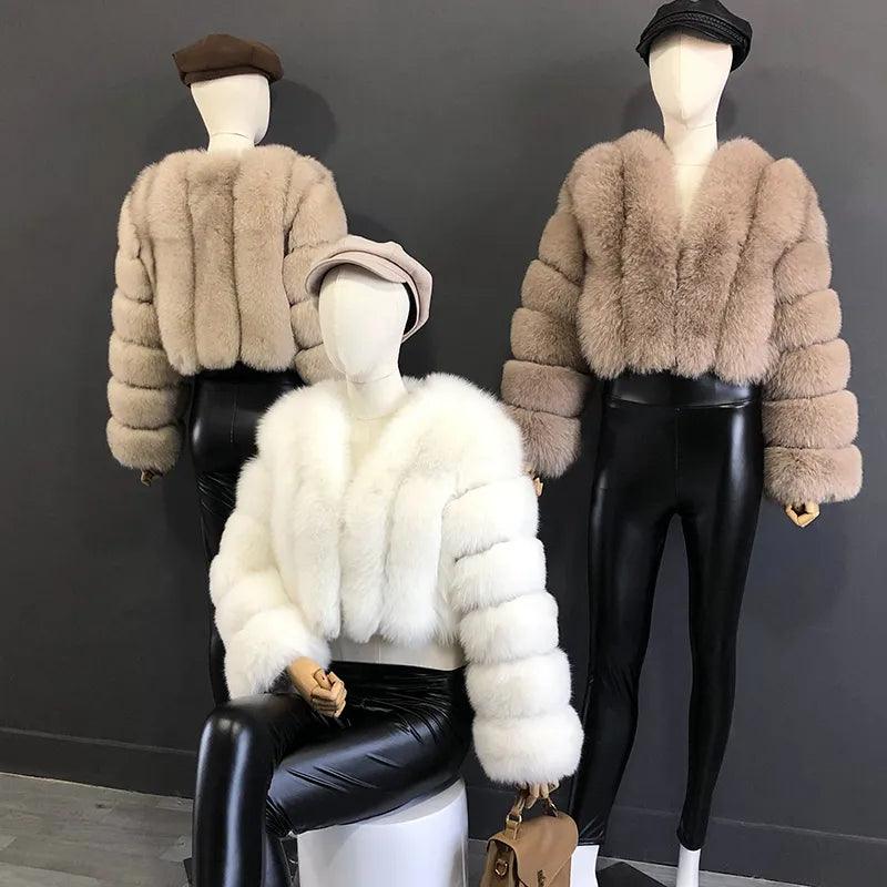 Fox Fur Jacket Short Style Clothing Full Length Sleeve Coat