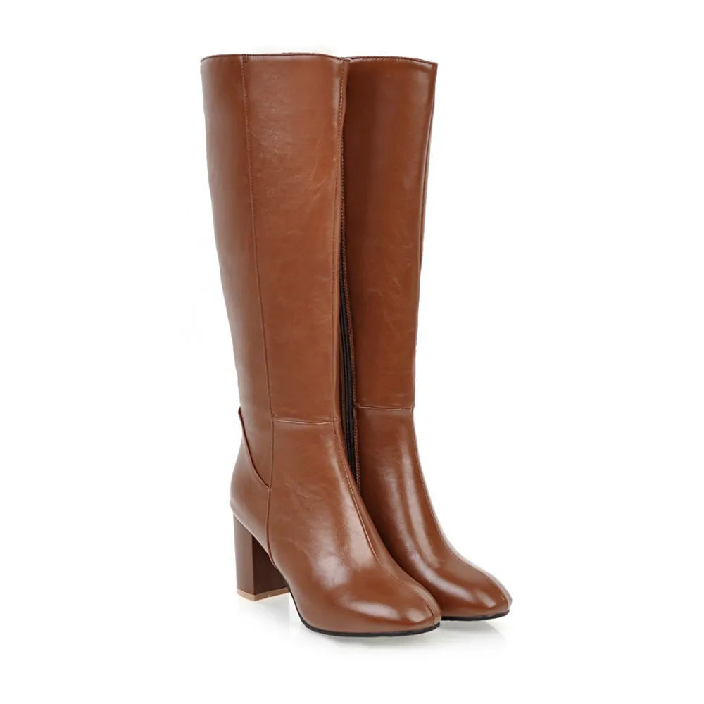 Cowgirl High Knee Zipper Boots