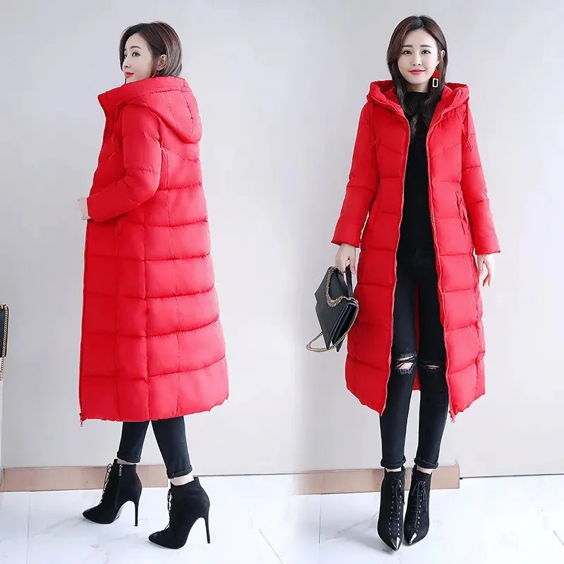 Long Straight Winter Coat Casual Slim Removable Hoodie Plus Size Available