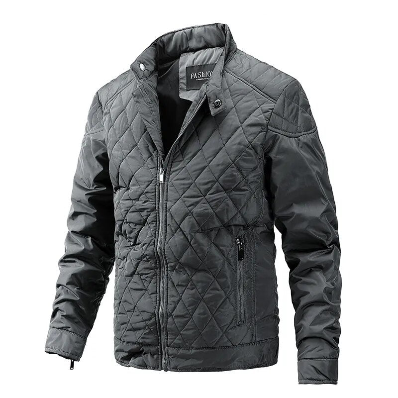 Winter Men's Light Thin Cotton Diamond Pattern Casual Jacket