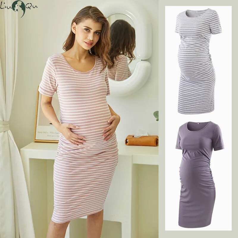 Maternity Dresses Bodycon Casual Short Sleeve