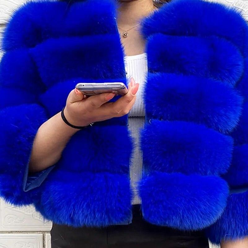 Fox Fur Jacket Short Style Clothing Full Length Sleeve Coat