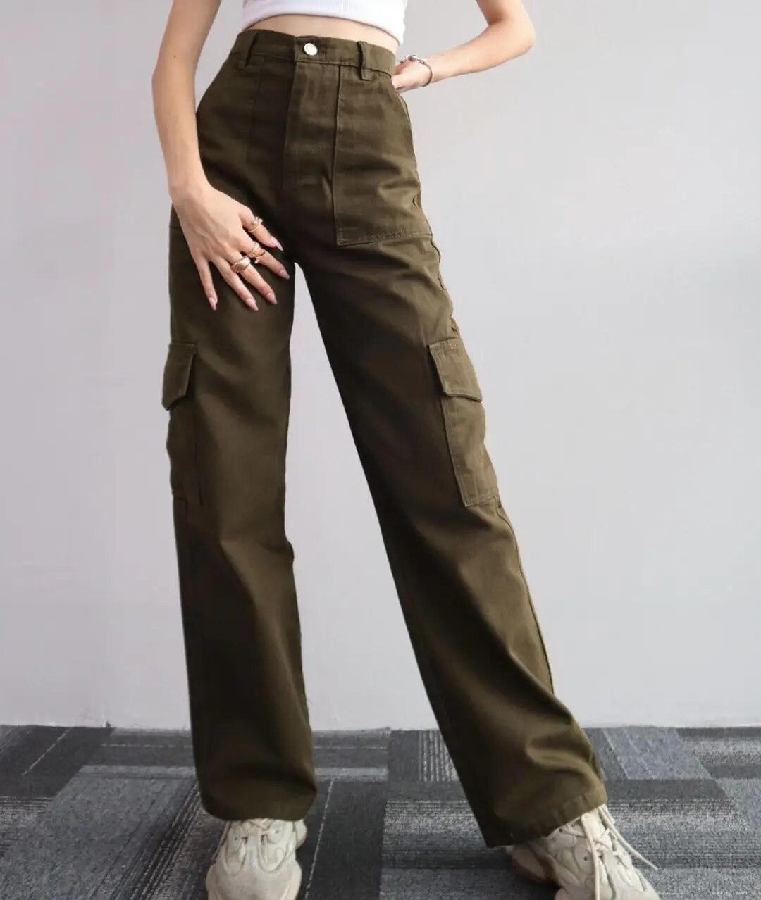 Thin High Waist Pocket Pants