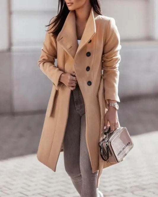 Casual Button Long With Belt winter Coat