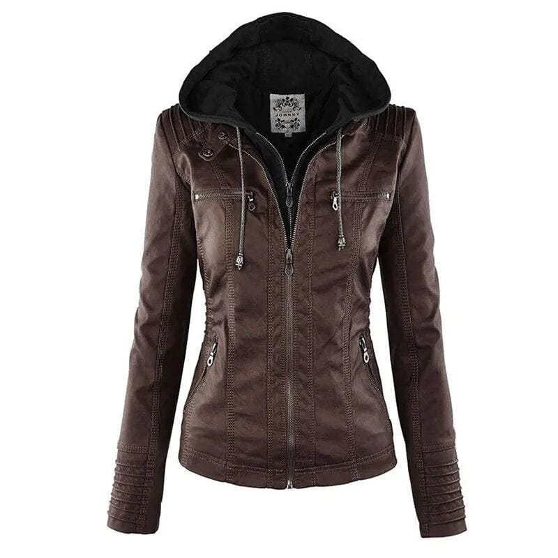 Faux Leather Jacket Women 2022 Hoodies Winter Autumn Motorcycle Jacket Black