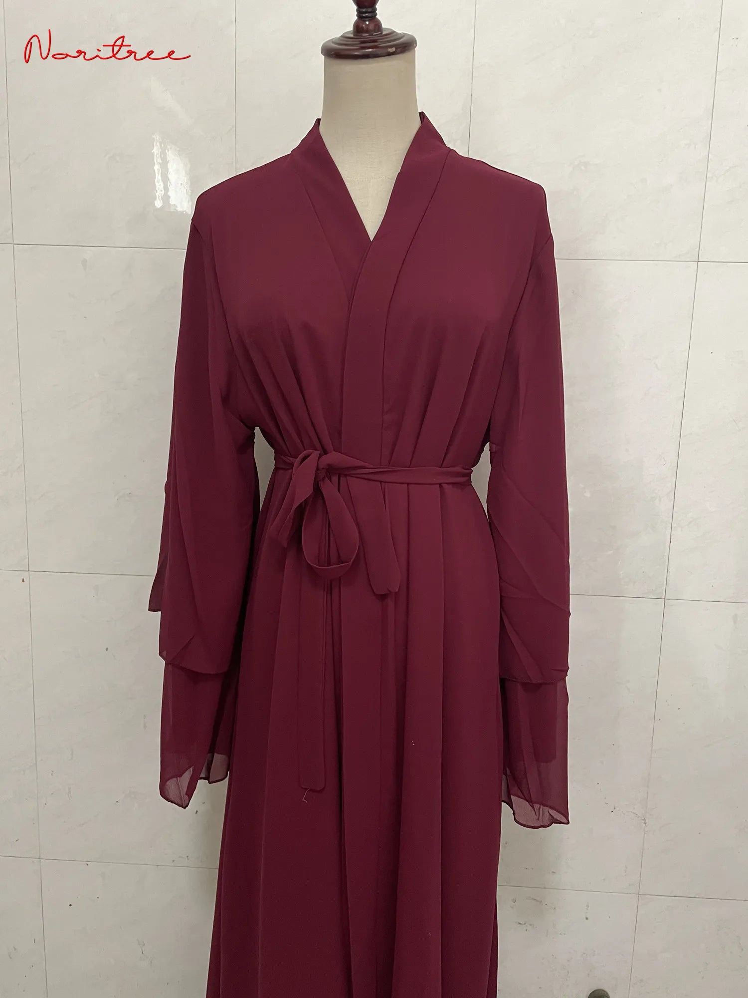 Chiffon Abaya Casual With Belt NO Scarf