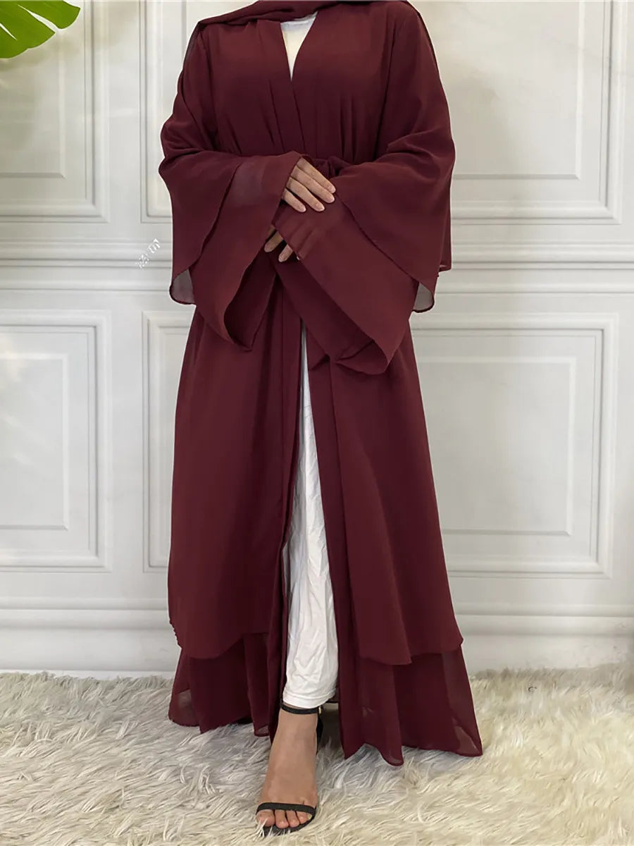 Chiffon Abaya Casual With Belt NO Scarf