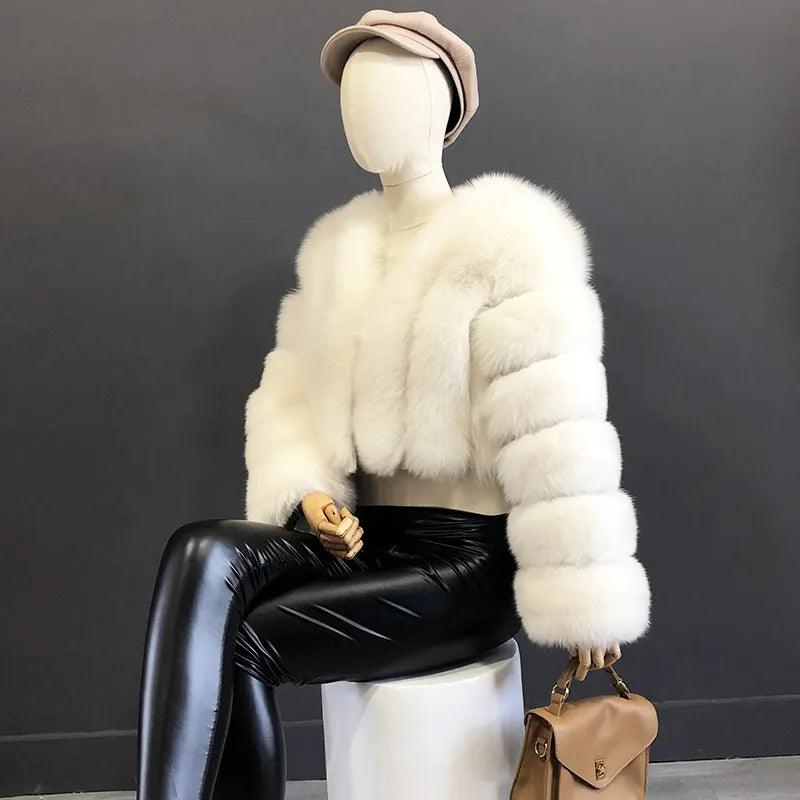 Fox Fur Jacket Short Style Clothing Full Length Sleeve Coat