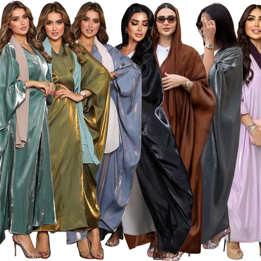 Stunning Modest Moroccan Style Casual Open Abaya Silk Satin