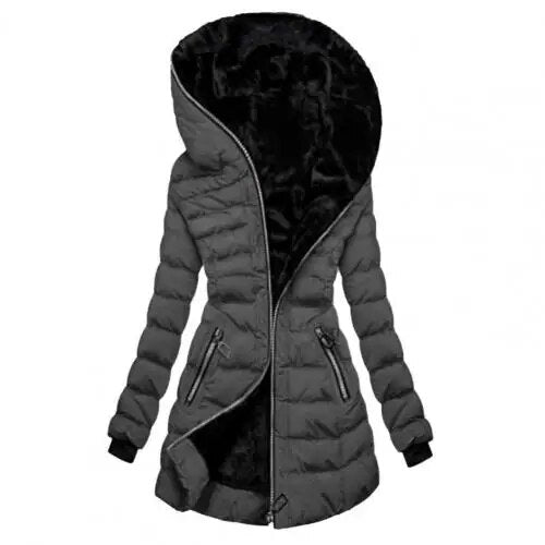 Hooded Quilted Long Winter Coat