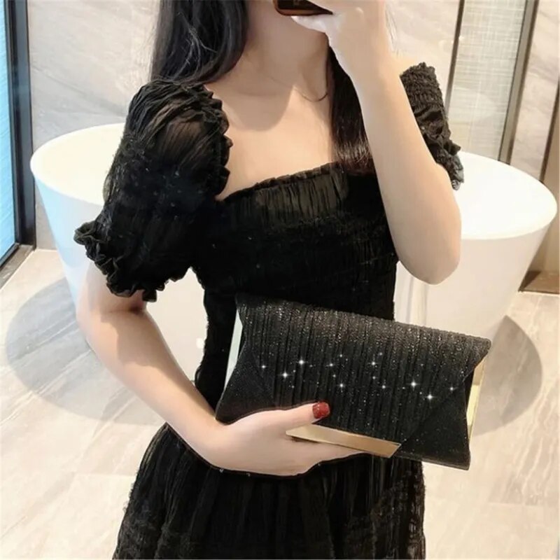 Evening Glitter Elegant With Chain Shoulder Clutches