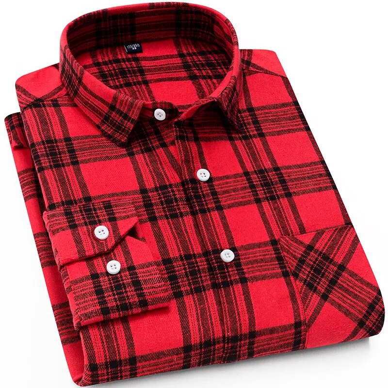 Men's Winter Flannel Checkered Shirts Long Sleeve