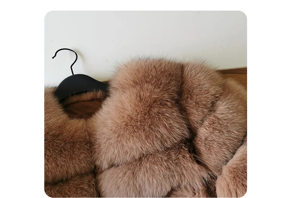 Real Fox Fur Coat Women Winter Warm Luxury Fur Jacket Plus