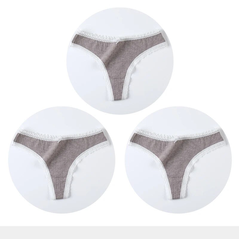 3 PACK Cotton Women G-String Underwear Thong Low Rise