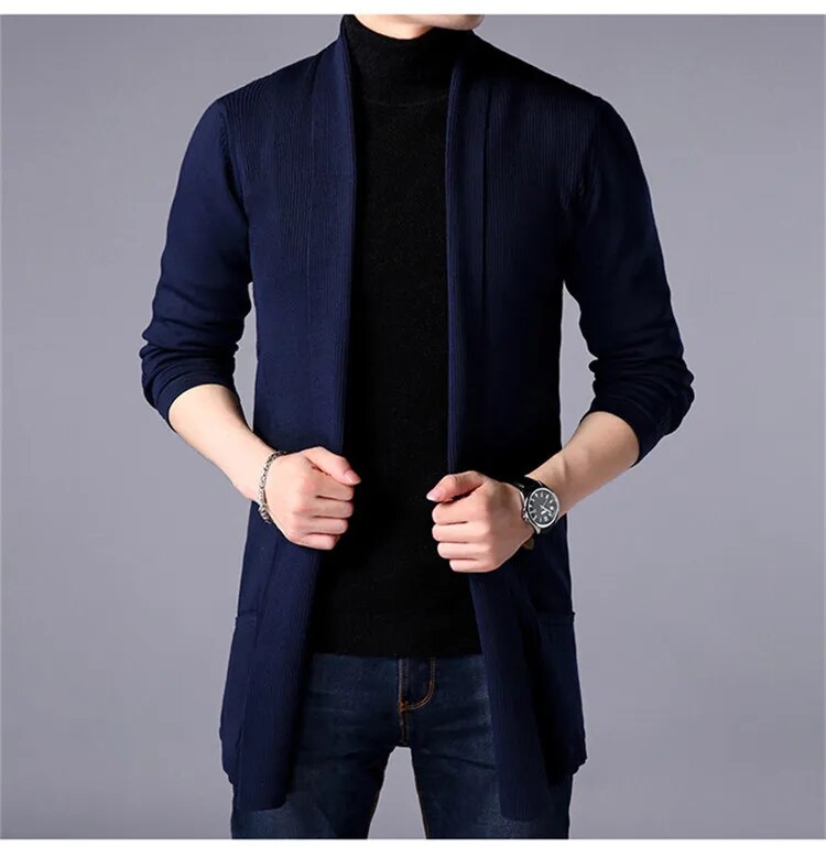 Men's Casual Hooded Knited Large Size Cardigan Long Sleeve