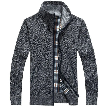 Winter Men's Wool Cardigan Zipper Knitted Thick Casual