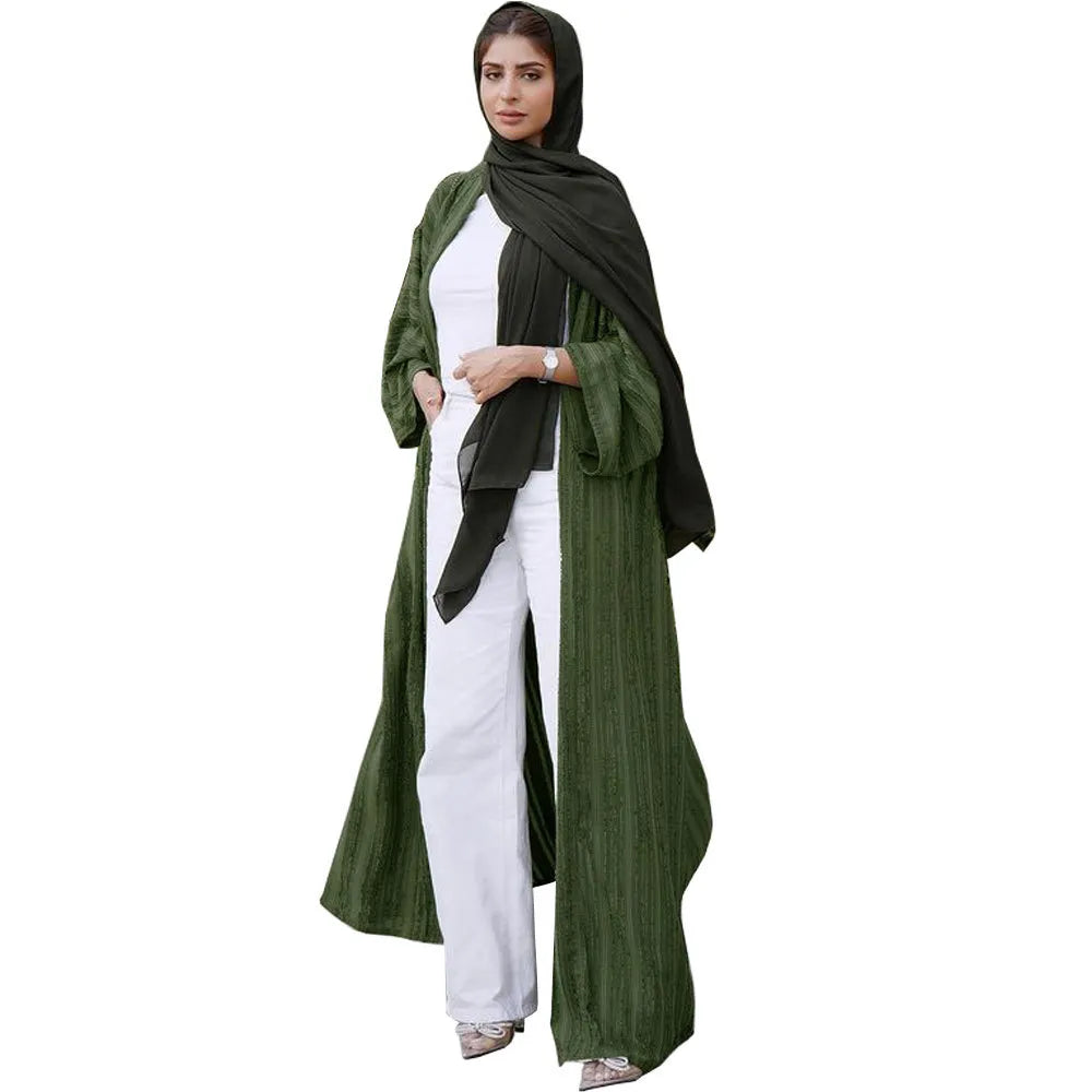 Light Abaya Solid Striped Retro Middle Eastern Saudi Style