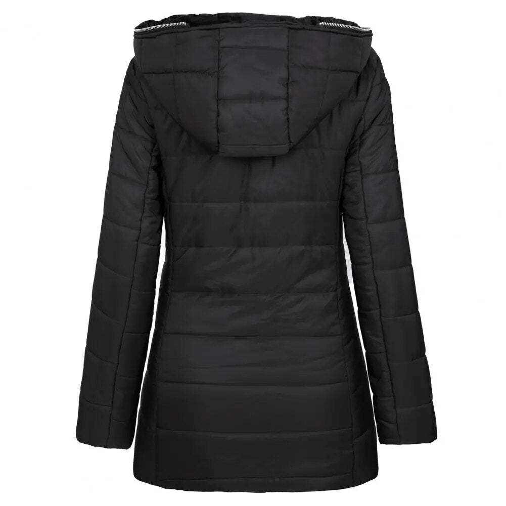 Hooded Quilted Long Winter Coat