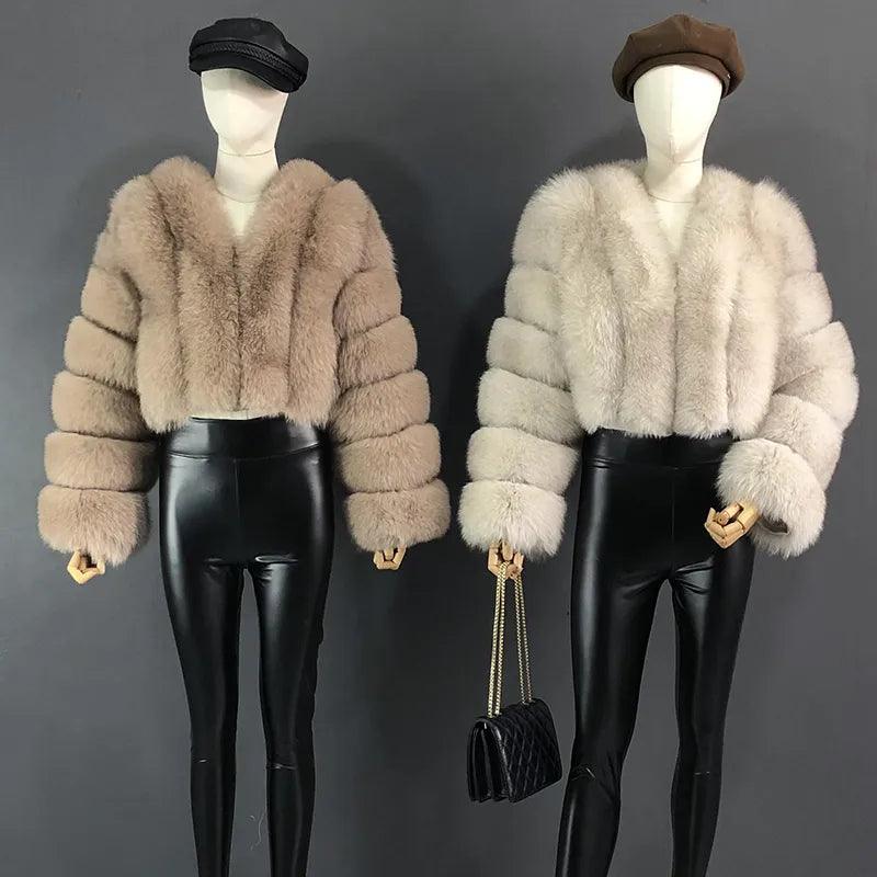 Fox Fur Jacket Short Style Clothing Full Length Sleeve Coat