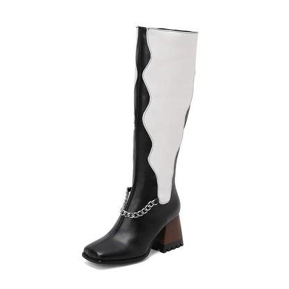 Women Classic High Knee Zipper Boots