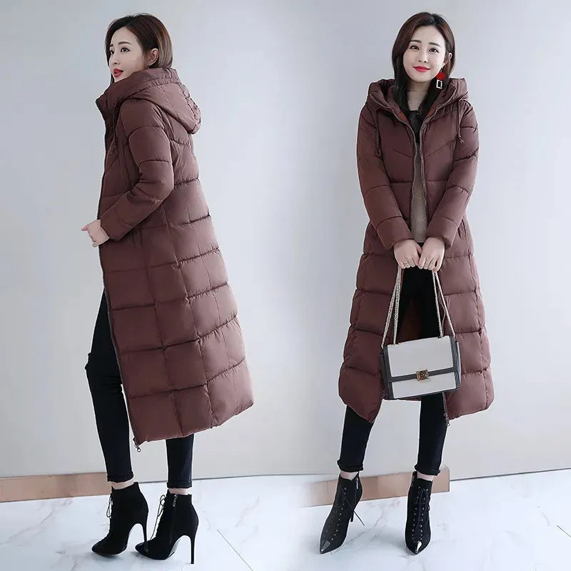 Long Straight Winter Coat Casual Slim Removable Hoodie Plus Size Available