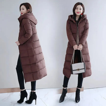 Long Straight Winter Coat Casual Slim Removable Hoodie Plus Size Available