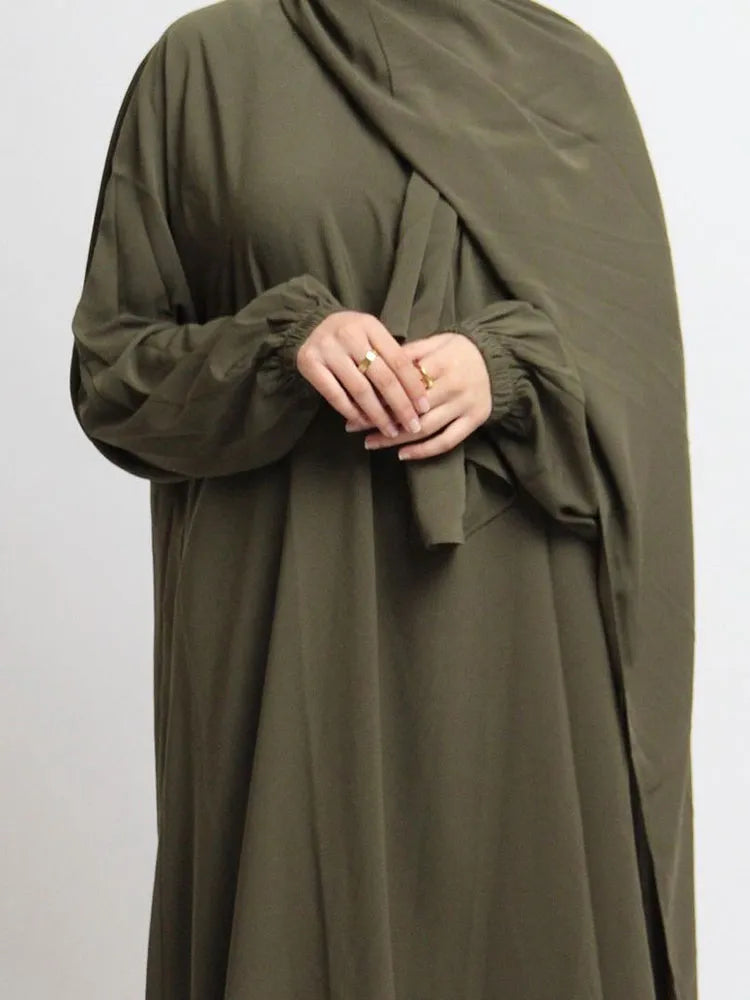 Simple Hooded Abaya Jilbab One Piece Modest Abayas