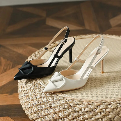 6cm Heels Heart Front Button Ankle Strap Pointy Toe