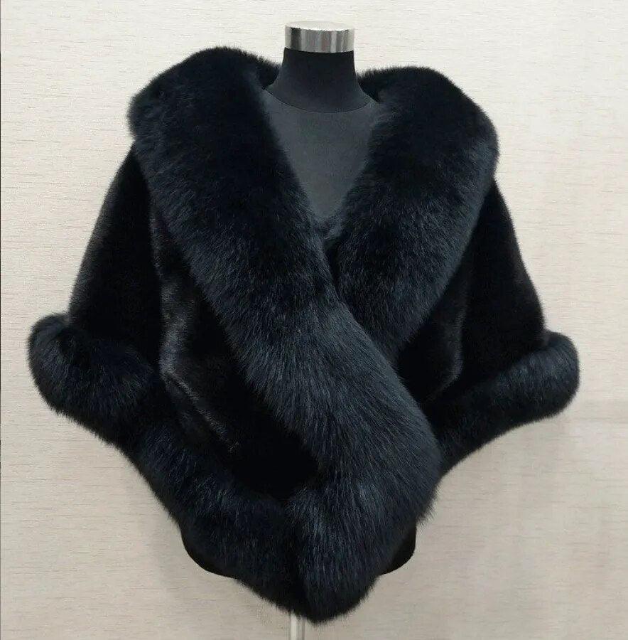 Faux Fur Wraps Coat White Shrug Women Jacket