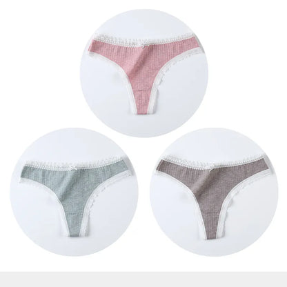 3 PACK Cotton Women G-String Underwear Thong Low Rise