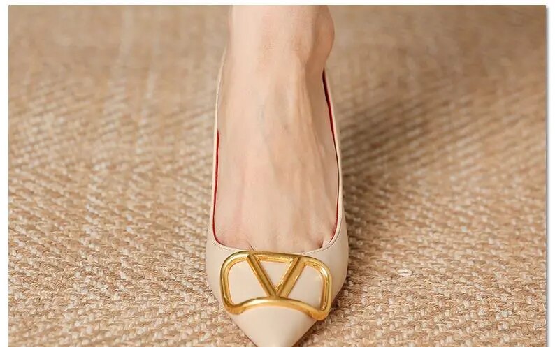 6cm Heels Heart Front Button Ankle Strap Pointy Toe