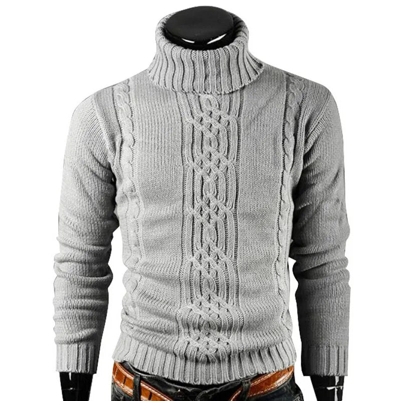 Men's Warm Sweater Long Sleeve Turtleneck Knitted Pullover