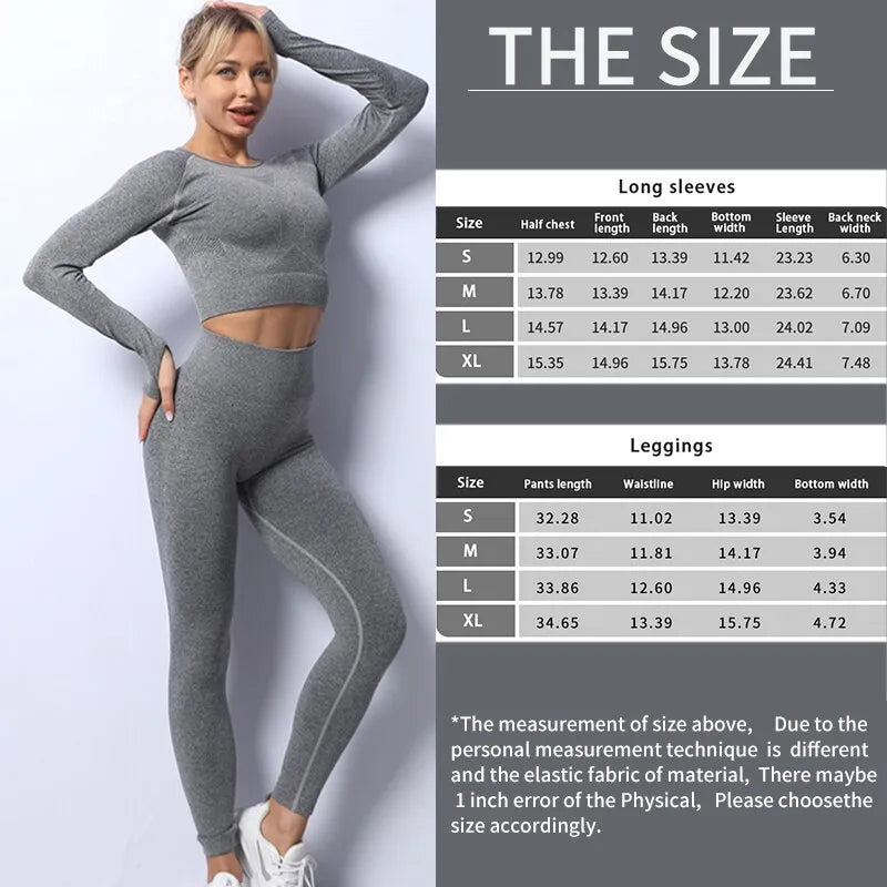 2 Pieces Workout Outfits Seamless High Waist Leggings Sports Running Sets