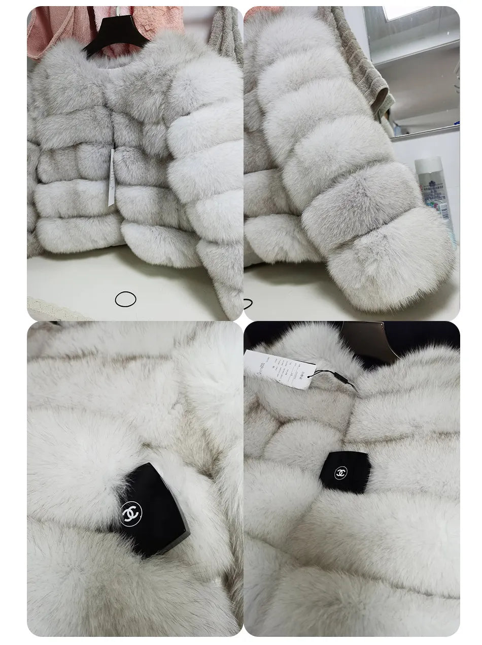 Real Fox Fur Coat Women Winter Warm Luxury Fur Jacket Plus