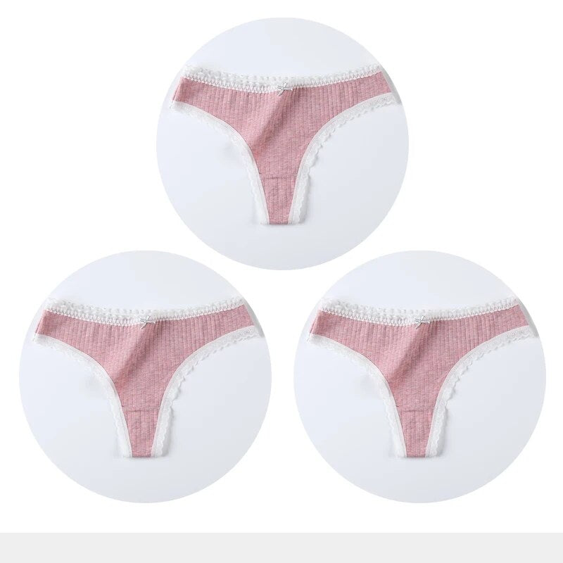 3 PACK Cotton Women G-String Underwear Thong Low Rise