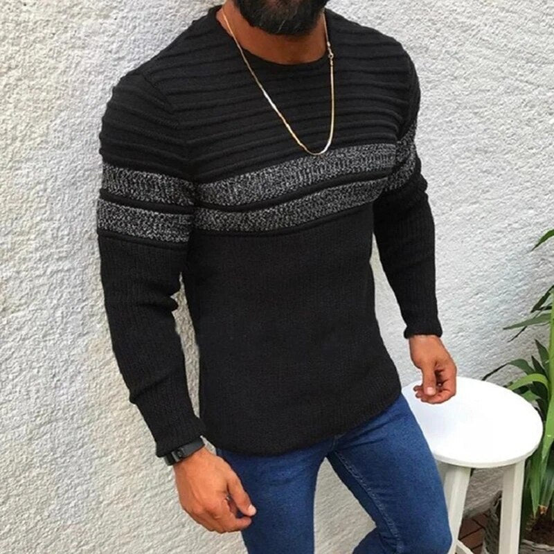 Men Striped Slim Fit Knitted Sweater