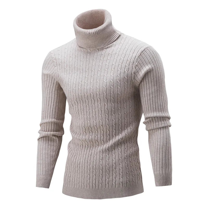 Men's Warm Sweater Long Sleeve Turtleneck Knitted Pullover