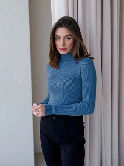 Short Turtleneck Sweaters Slim Pullover Knitted Soft Warm