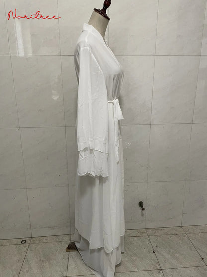 Chiffon Abaya Casual With Belt and Scarf