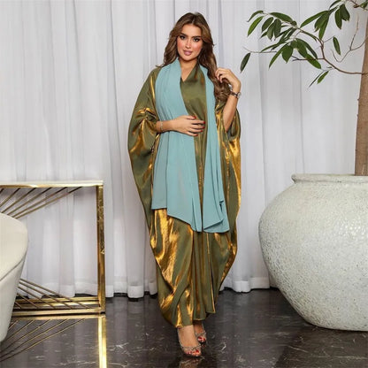 Stunning Modest Moroccan Style Casual Open Abaya Silk Satin