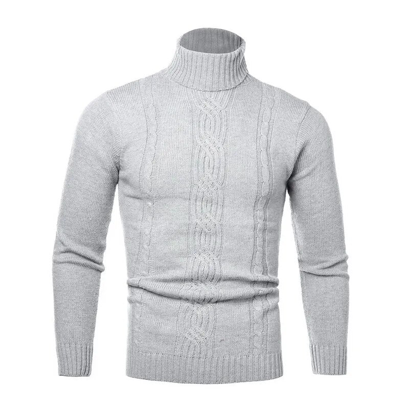 Men's Warm Sweater Long Sleeve Turtleneck Knitted Pullover