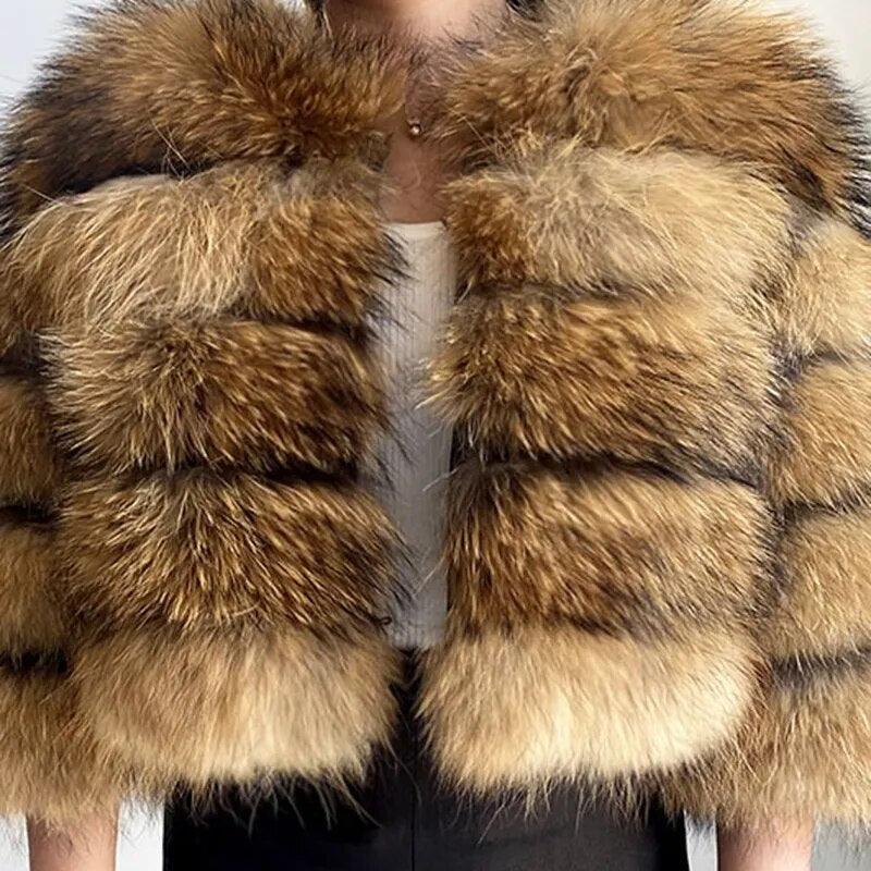 Fox Fur Jacket Short Style Clothing Full Length Sleeve Coat