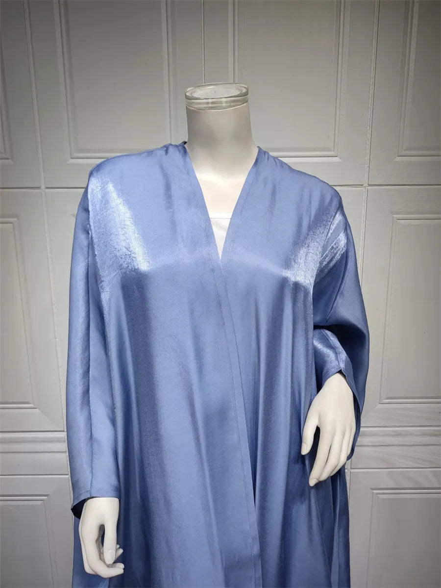 Stunning Modest Moroccan Style Casual Open Abaya Silk Satin