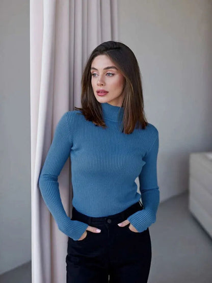 Short Turtleneck Sweaters Slim Pullover Knitted Soft Warm