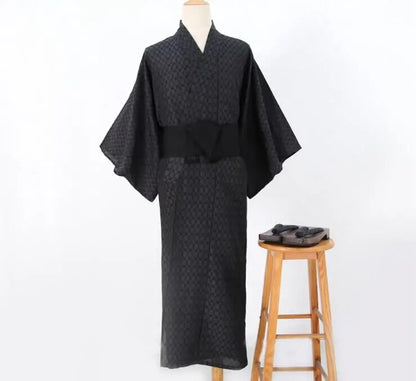 Traditional Men Thin Black Stripe Kimono