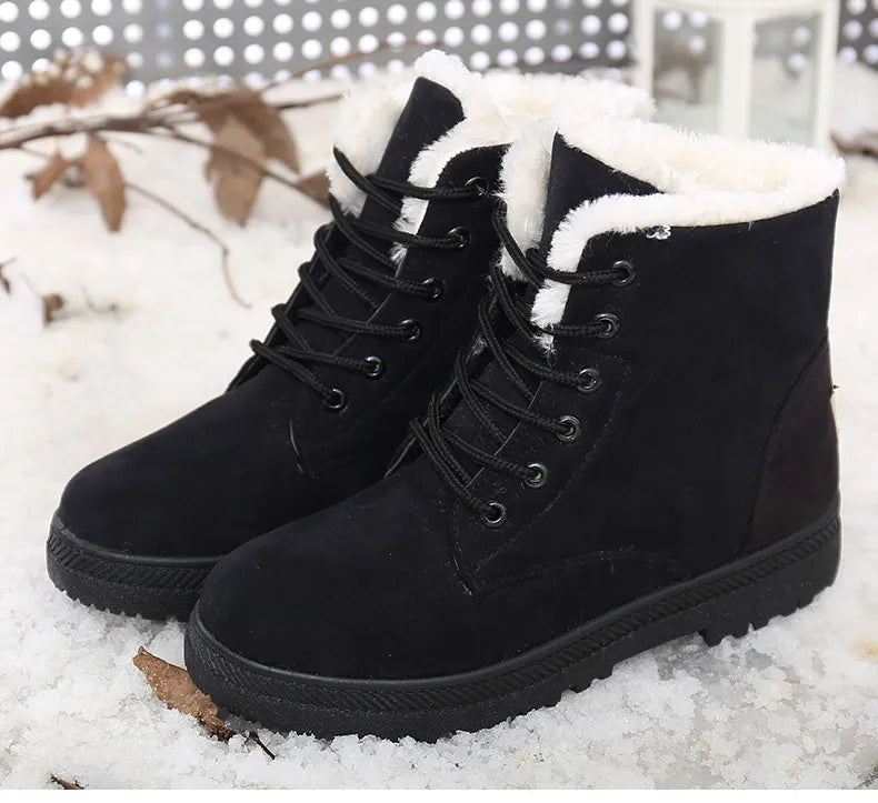 Winter Fur Low Heel Snow Ankle Boots