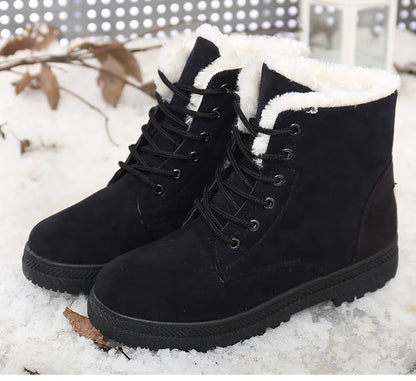 Winter Fur Low Heel Snow Ankle Boots