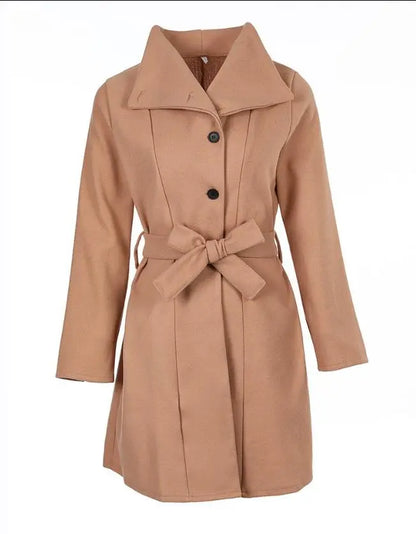 Casual Button Long With Belt winter Coat