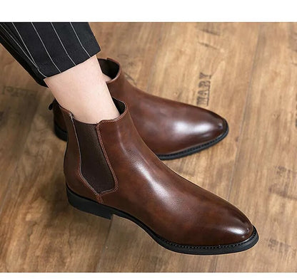 Men PU Brown Fashion Versatile Classic Ankle Boots