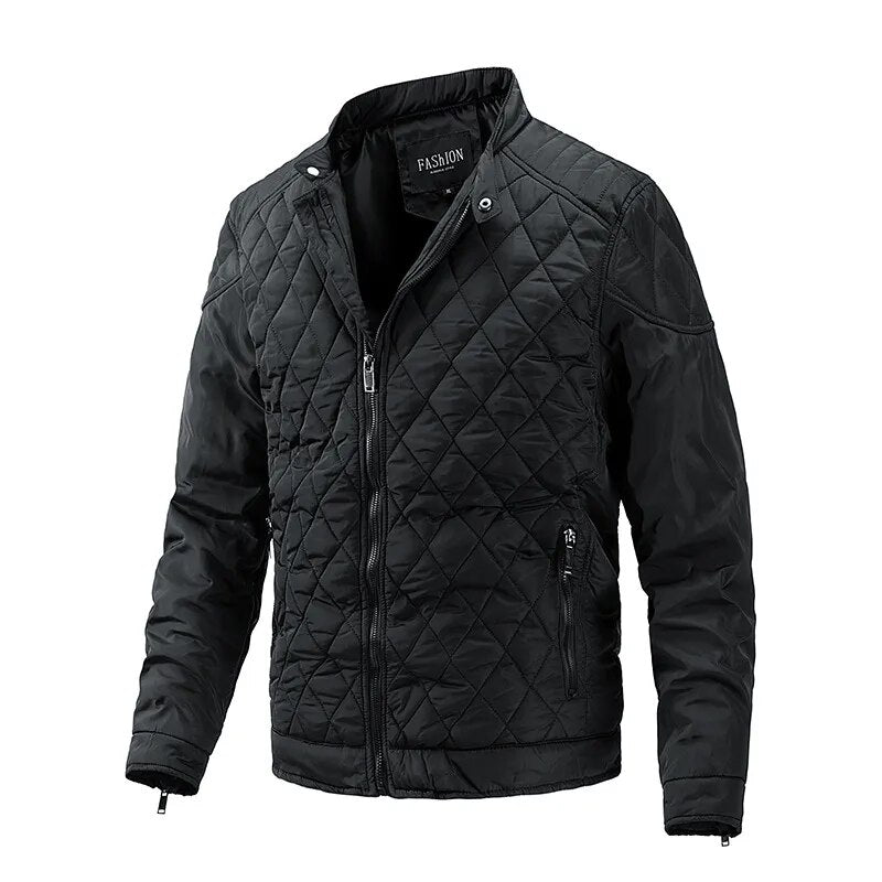 Winter Men's Light Thin Cotton Diamond Pattern Casual Jacket